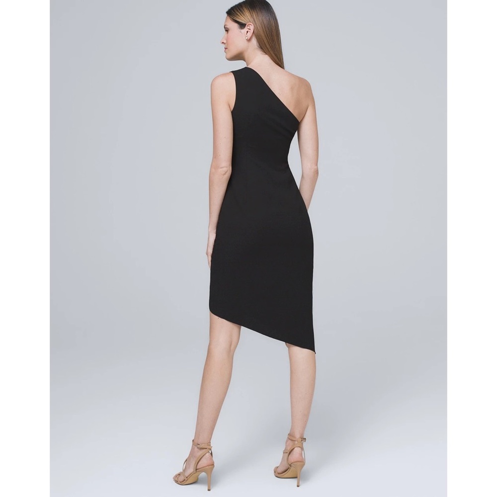 NWT White House Black Market Black Asymmetrical One Shoulder Dress 0